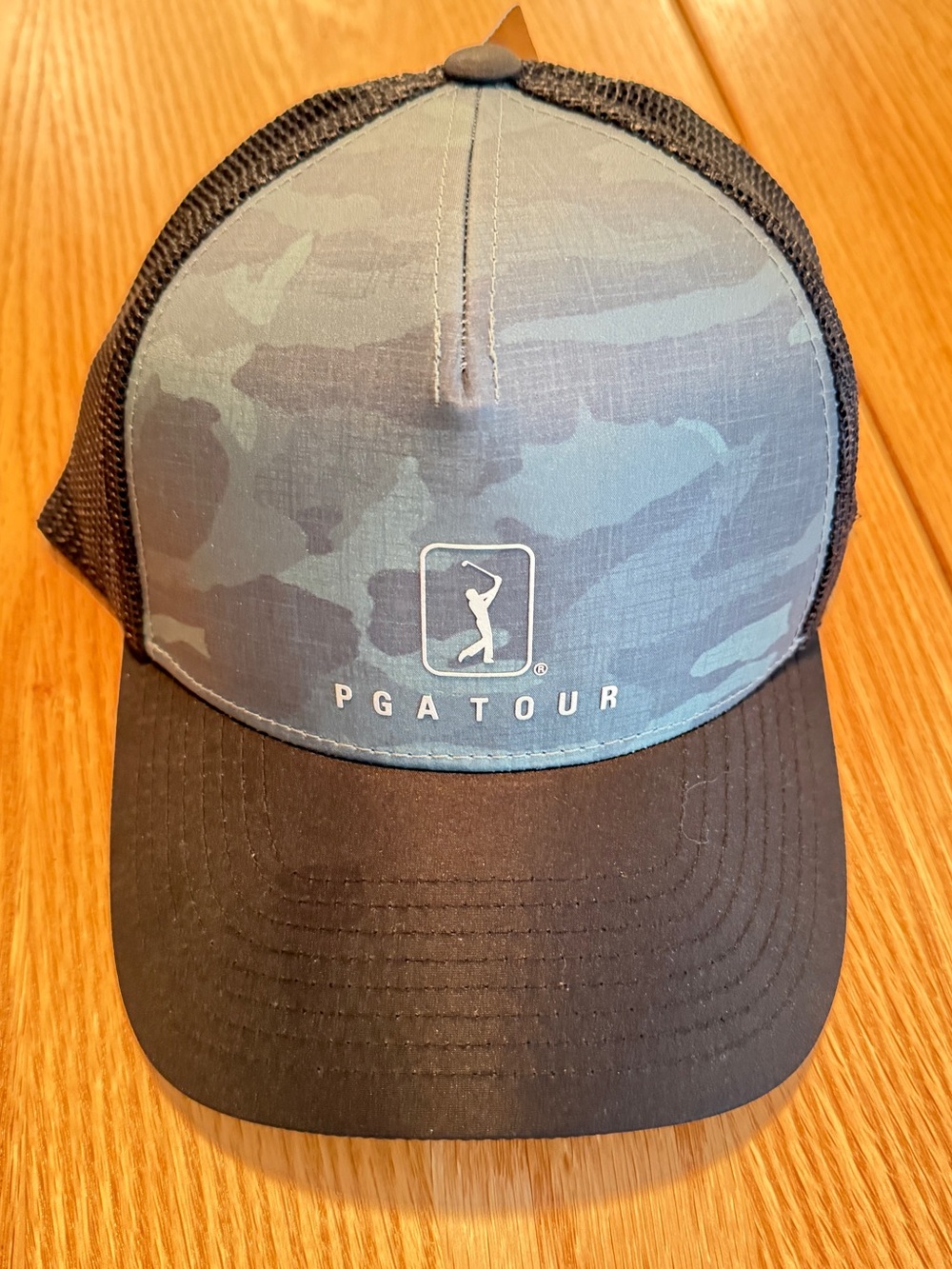 PGA Tour Green Camo Mesh Trucker Golf Hat Snapback Black Adjustable